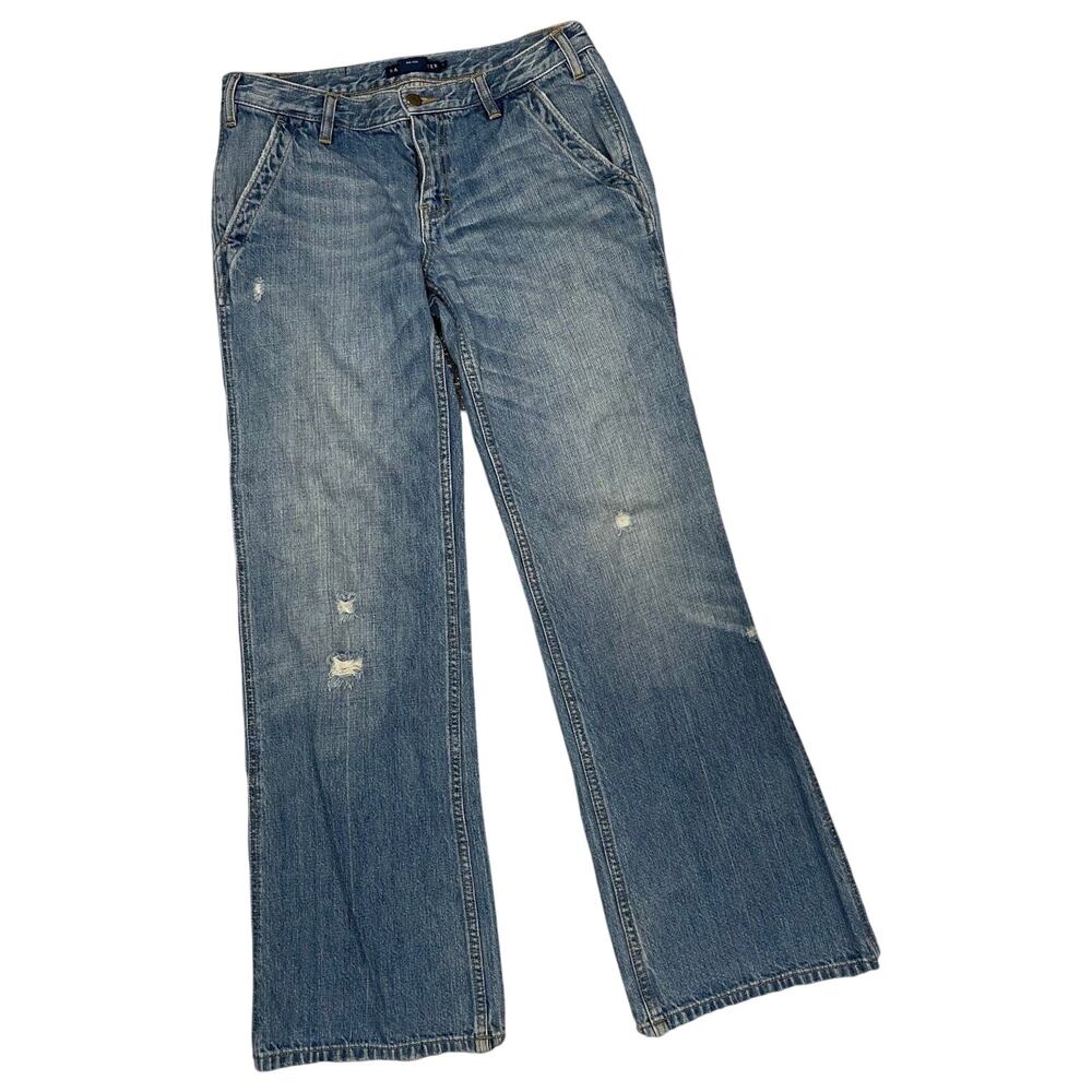 Low Rise Ralph Lauren Jeans 30 100% Cotton Blue Denim Distressed Flap Pockets
